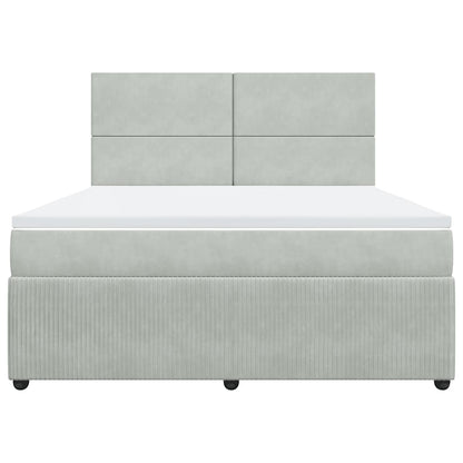 Giroletto a Molle con Materasso Grigio Chiaro 180x200cm Velluto