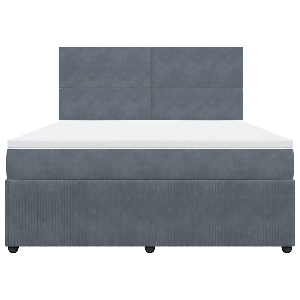 Giroletto a Molle con Materasso Grigio Scuro 180x200 cm Velluto