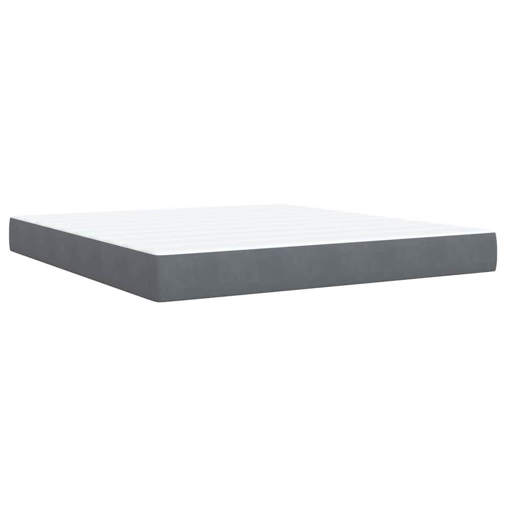 Giroletto a Molle con Materasso Grigio Scuro 180x200 cm Velluto