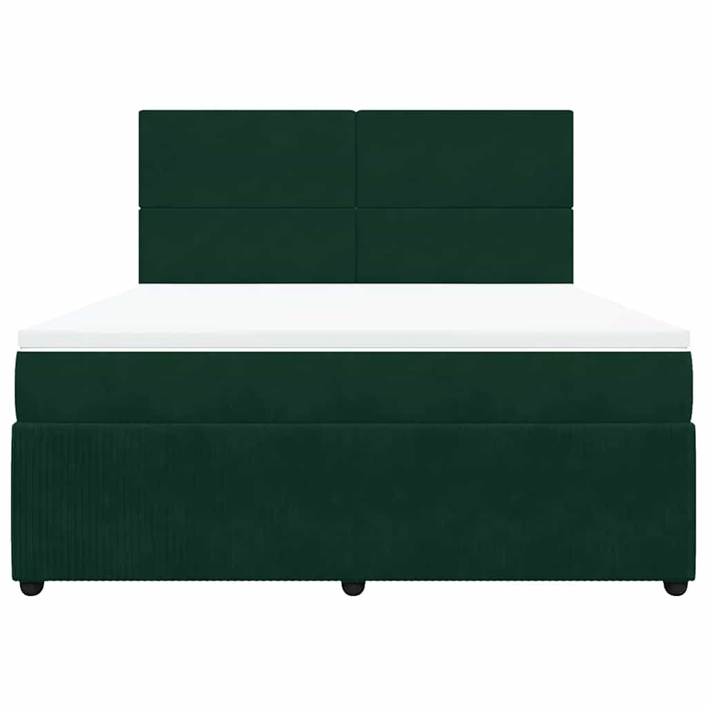 Giroletto a Molle con Materasso Verde Scuro 180x200 cm Velluto