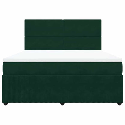 Giroletto a Molle con Materasso Verde Scuro 180x200 cm Velluto