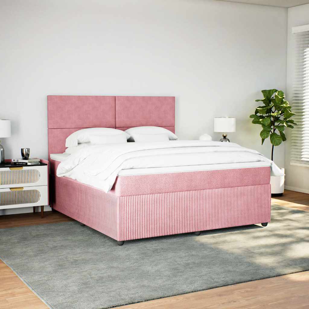 Giroletto a Molle con Materasso Rosa 180x200 cm in Velluto | homemem39