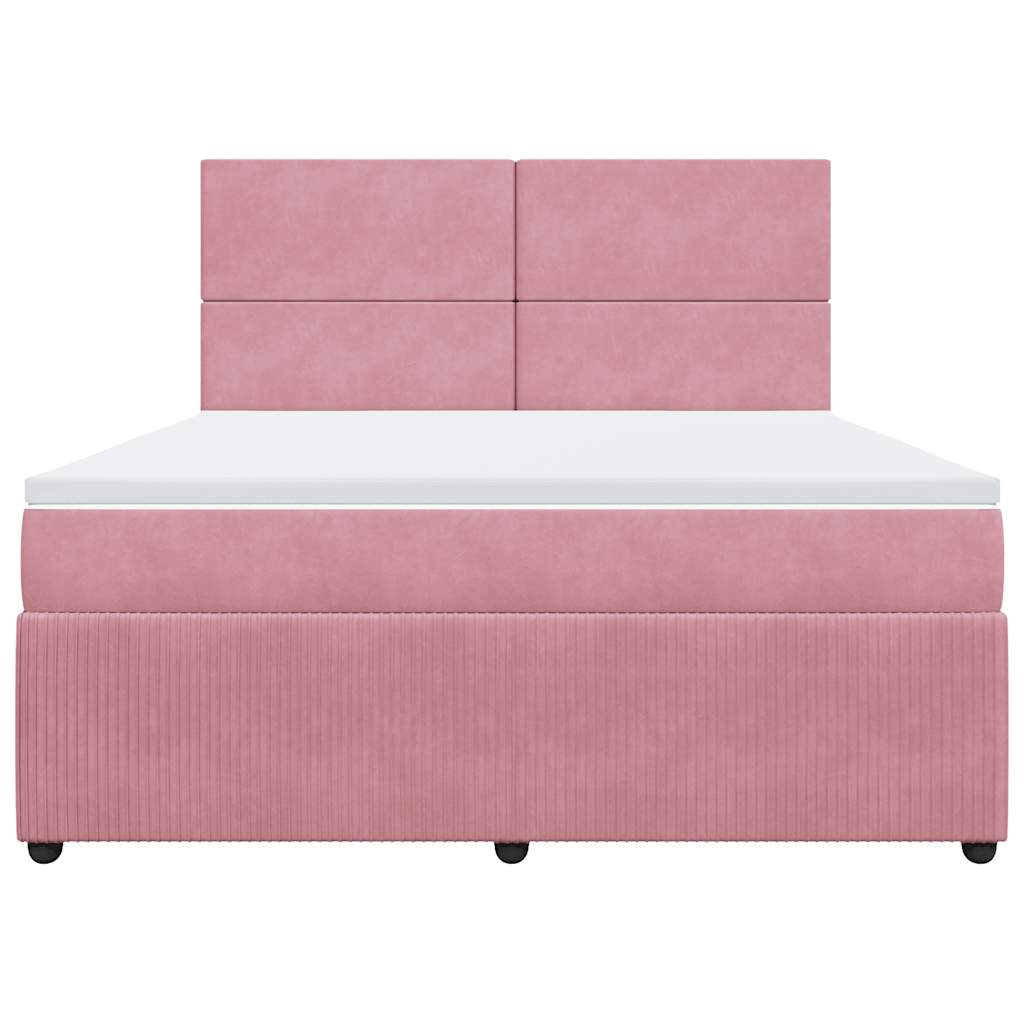 Giroletto a Molle con Materasso Rosa 180x200 cm in Velluto | homemem39