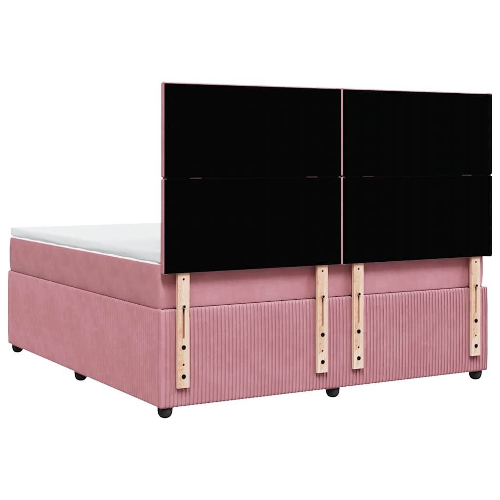 Giroletto a Molle con Materasso Rosa 180x200 cm in Velluto | homemem39