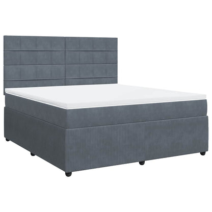 Giroletto a Molle con Materasso Grigio Scuro 180x200 cm Velluto