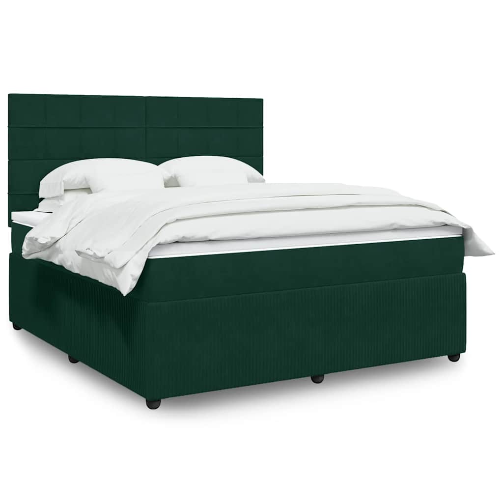 Giroletto a Molle con Materasso Verde Scuro 180x200 cm Velluto | homemem39