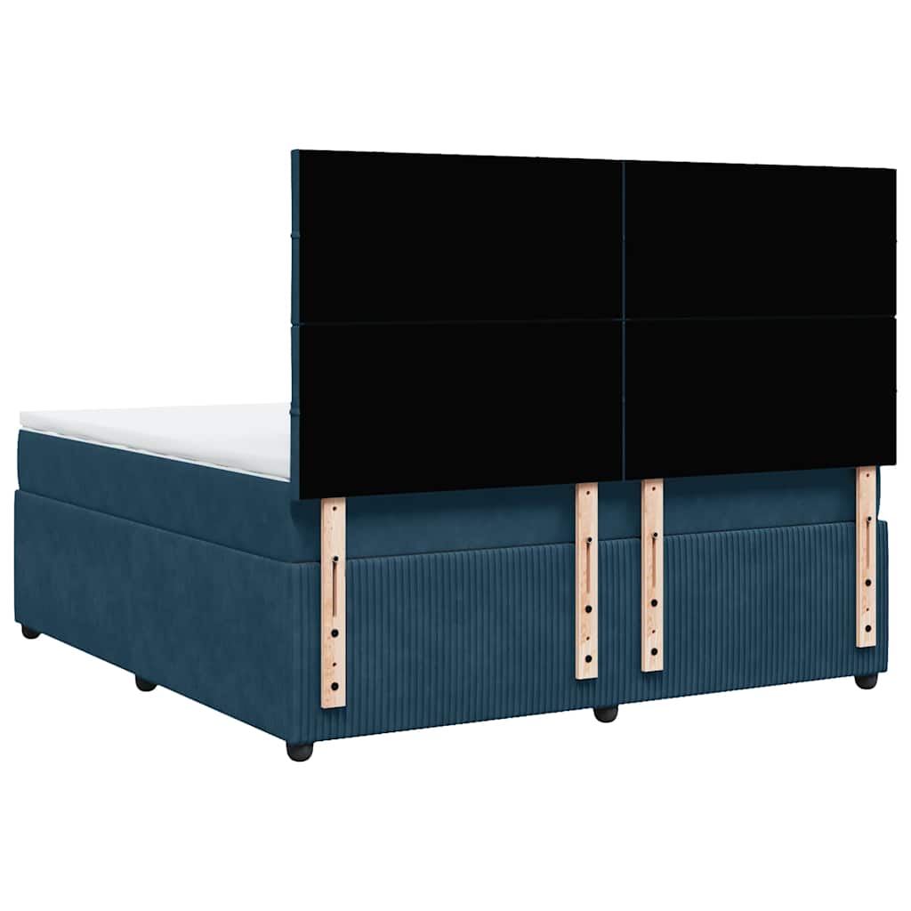 Giroletto a Molle con Materasso Blu 180x200 cm in Velluto