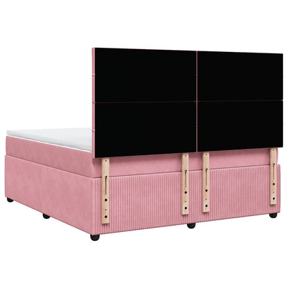 Giroletto a Molle con Materasso Rosa 180x200 cm in Velluto
