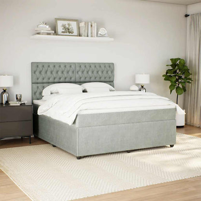 Giroletto a Molle con Materasso Grigio Chiaro 180x200cm Velluto - homemem39