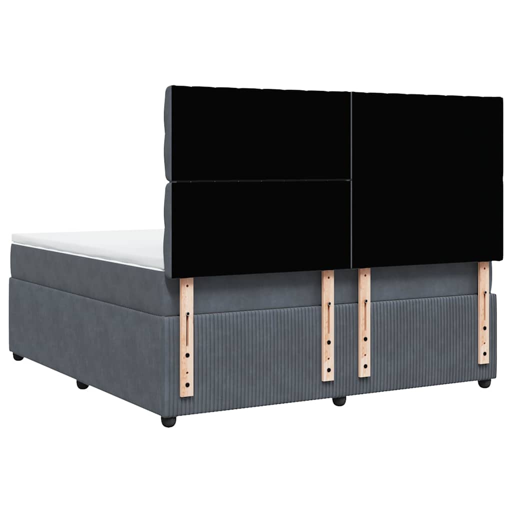 Giroletto a Molle con Materasso Grigio Scuro 180x200 cm Velluto