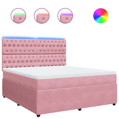 Giroletto a Molle con Materasso Rosa 180x200 cm in Velluto | homemem39