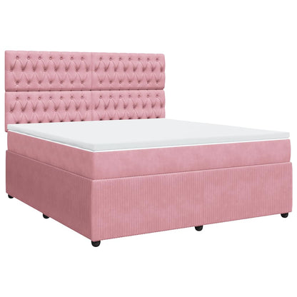 Giroletto a Molle con Materasso Rosa 180x200 cm in Velluto | homemem39
