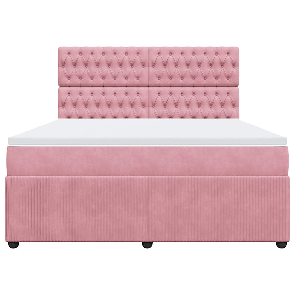 Giroletto a Molle con Materasso Rosa 180x200 cm in Velluto | homemem39