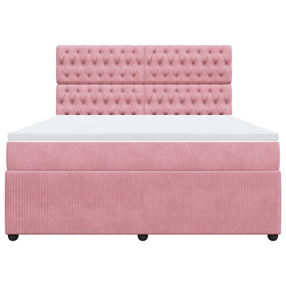 Giroletto a Molle con Materasso Rosa 180x200 cm in Velluto | homemem39