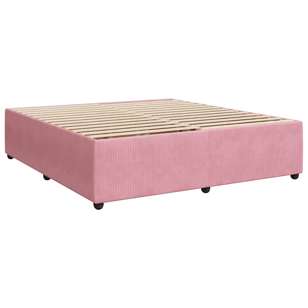 Giroletto a Molle con Materasso Rosa 180x200 cm in Velluto | homemem39