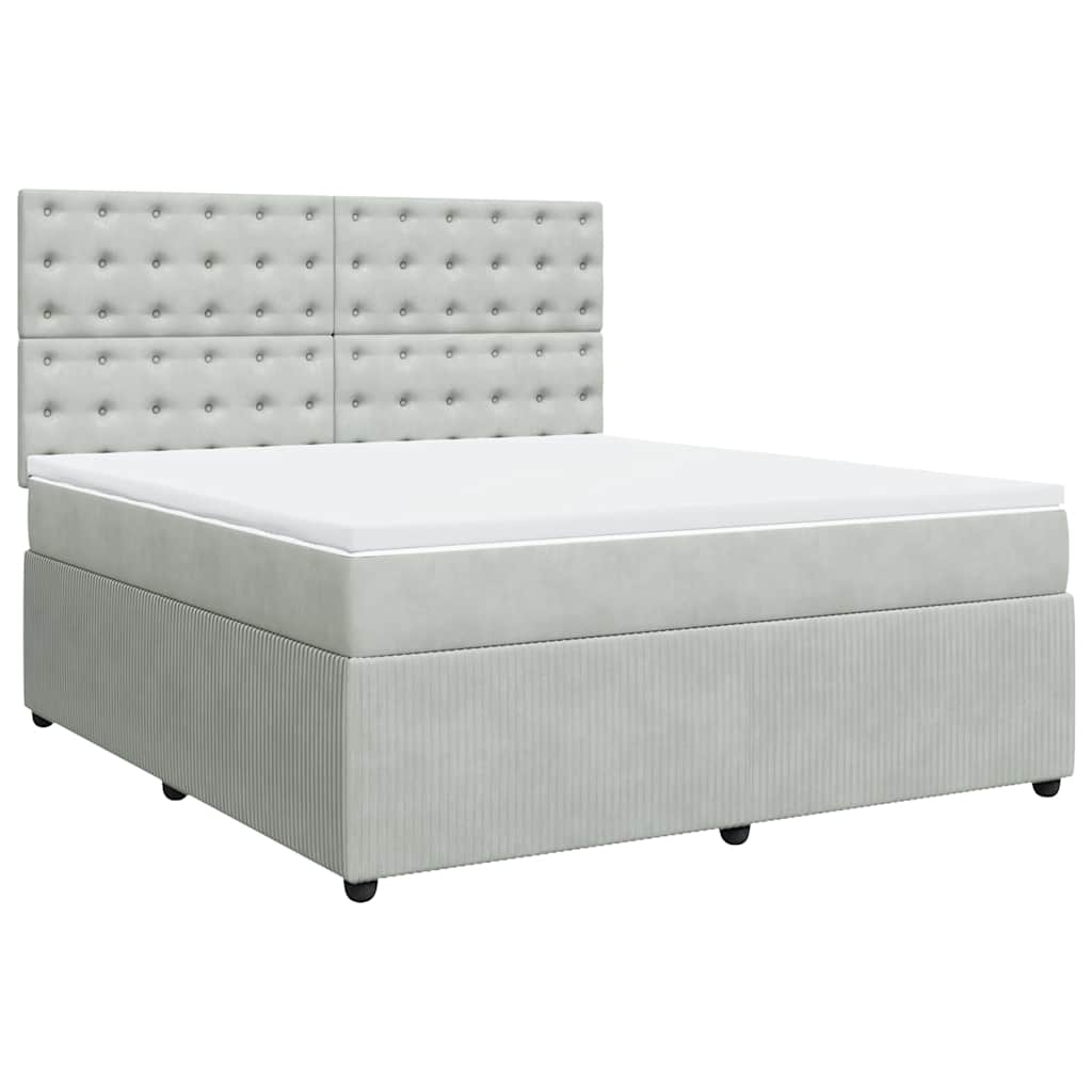 Giroletto a Molle con Materasso Grigio Chiaro 180x200cm Velluto