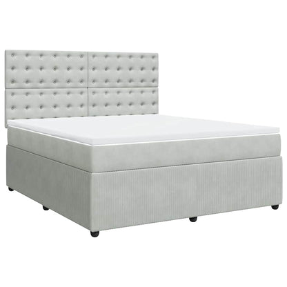 Giroletto a Molle con Materasso Grigio Chiaro 180x200cm Velluto