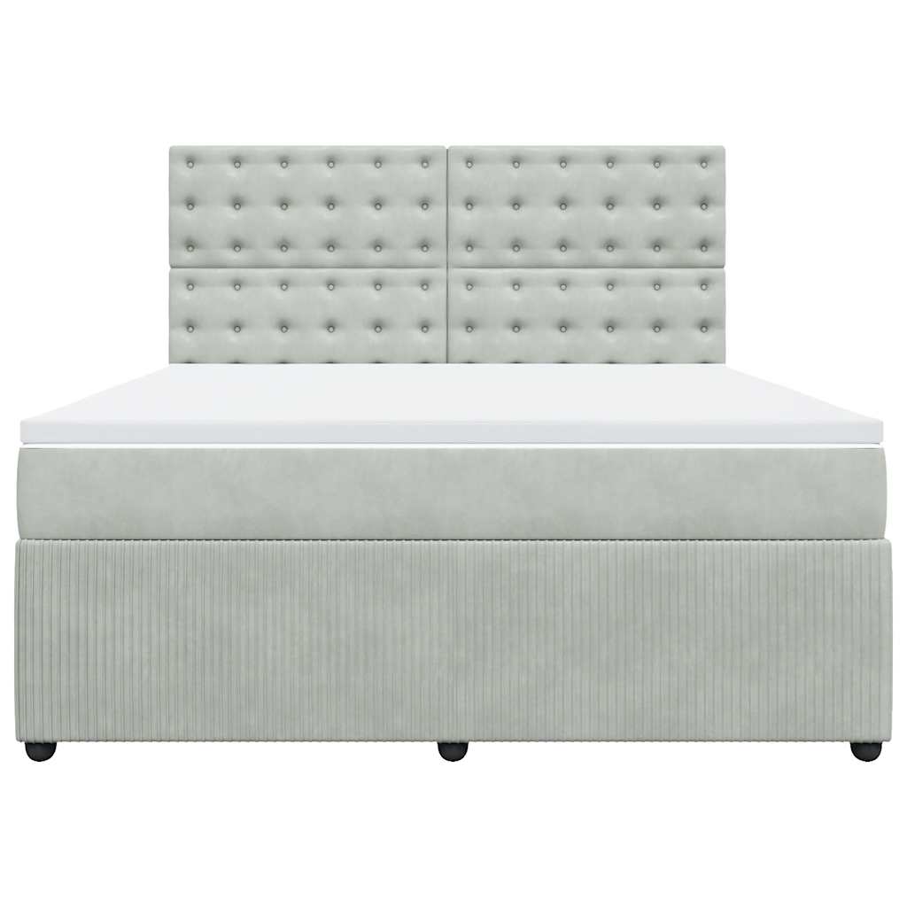 Giroletto a Molle con Materasso Grigio Chiaro 180x200cm Velluto