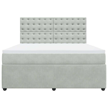 Giroletto a Molle con Materasso Grigio Chiaro 180x200cm Velluto