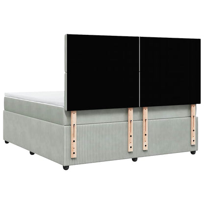 Giroletto a Molle con Materasso Grigio Chiaro 180x200cm Velluto