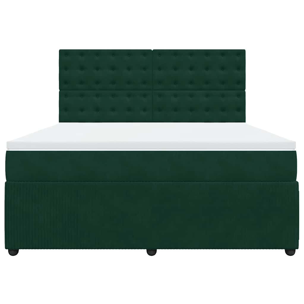 Giroletto a Molle con Materasso Verde Scuro 180x200 cm Velluto