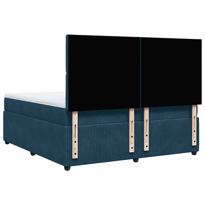 Giroletto a Molle con Materasso Blu 180x200 cm in Velluto