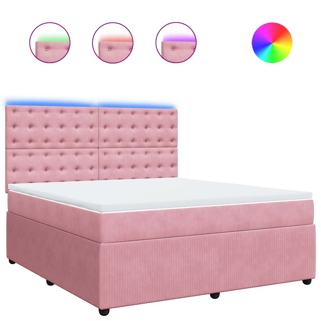 Giroletto a Molle con Materasso Rosa 180x200 cm in Velluto | homemem39