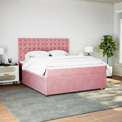 Giroletto a Molle con Materasso Rosa 180x200 cm in Velluto | homemem39