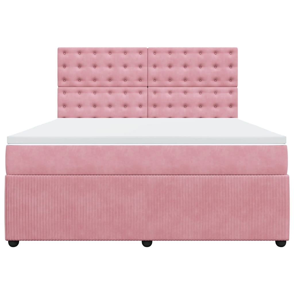 Giroletto a Molle con Materasso Rosa 180x200 cm in Velluto | homemem39