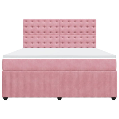 Giroletto a Molle con Materasso Rosa 180x200 cm in Velluto | homemem39