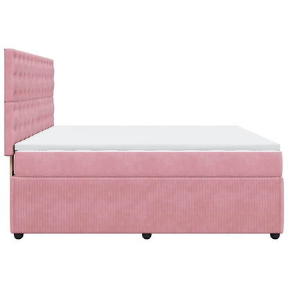 Giroletto a Molle con Materasso Rosa 180x200 cm in Velluto | homemem39