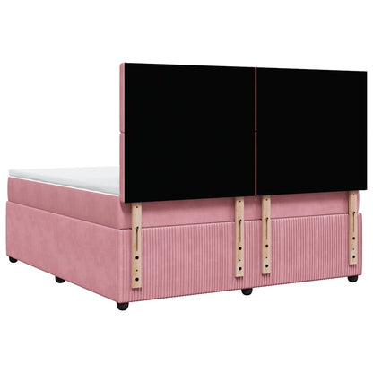 Giroletto a Molle con Materasso Rosa 180x200 cm in Velluto | homemem39