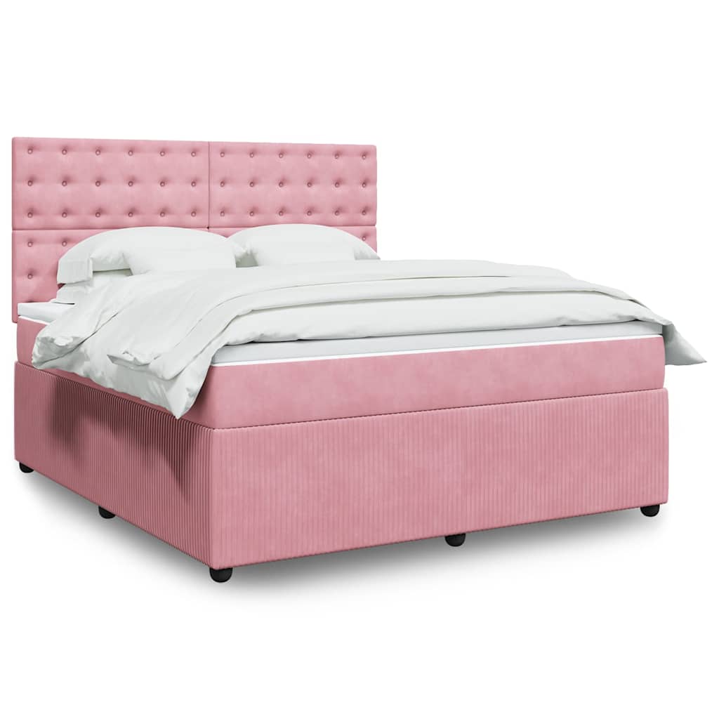 Giroletto a Molle con Materasso Rosa 180x200 cm in Velluto | homemem39