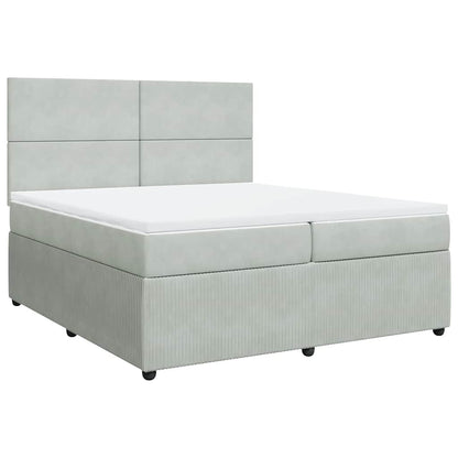 Giroletto a Molle con Materasso Grigio Chiaro 200x200cm Velluto