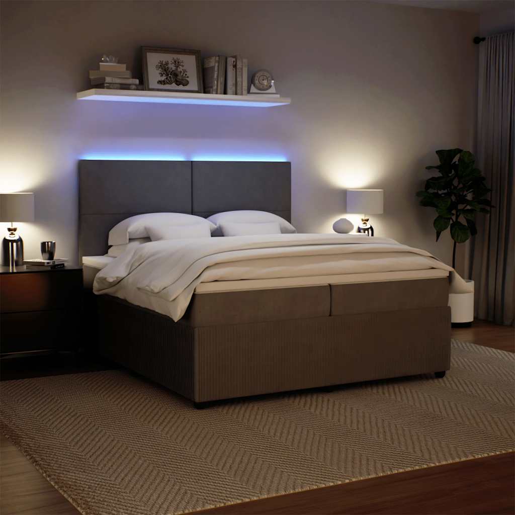 Giroletto a Molle con Materasso Grigio Chiaro 200x200cm Velluto