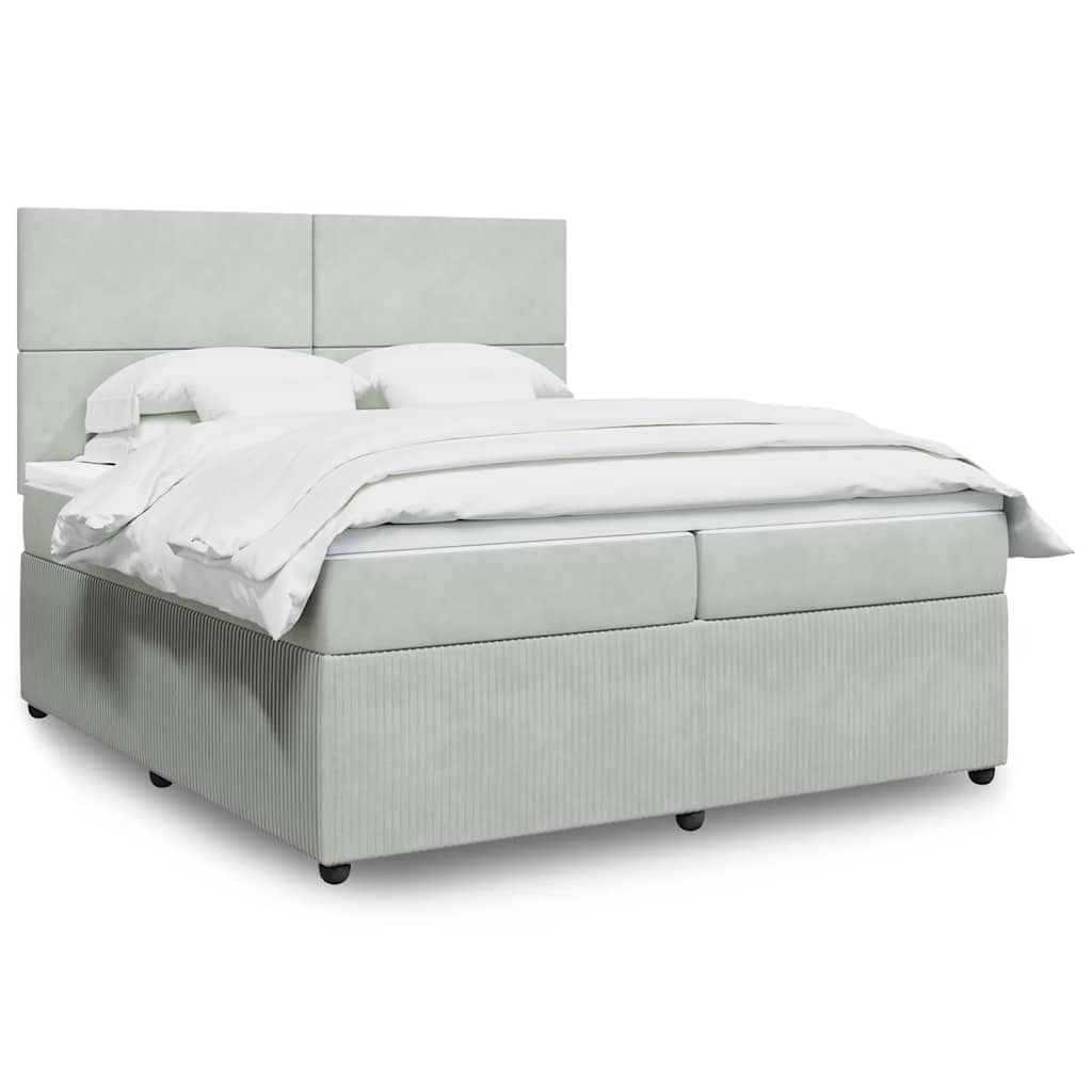 Giroletto a Molle con Materasso Grigio Chiaro 200x200cm Velluto