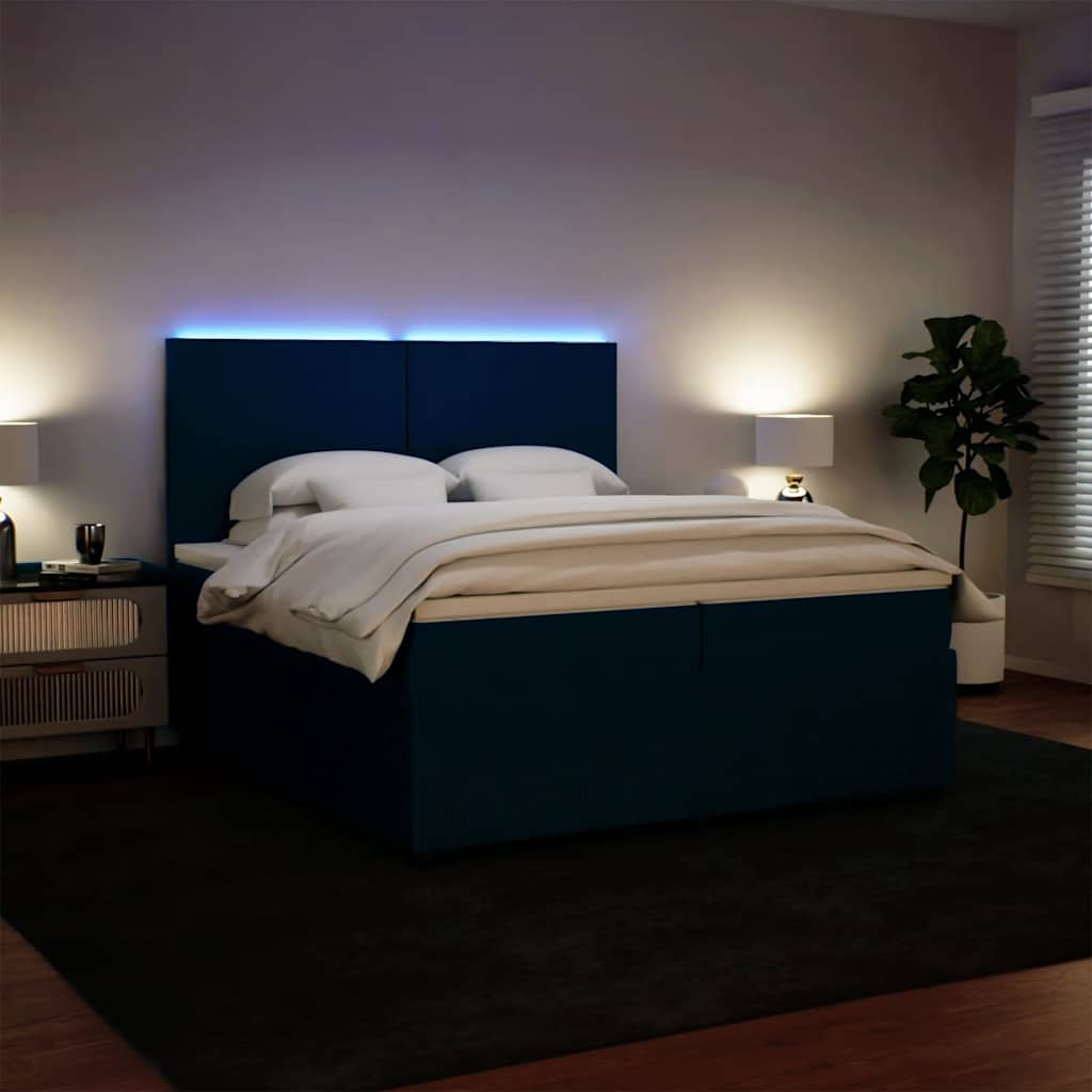 Giroletto a Molle con Materasso Blu 200x200 cm in Velluto