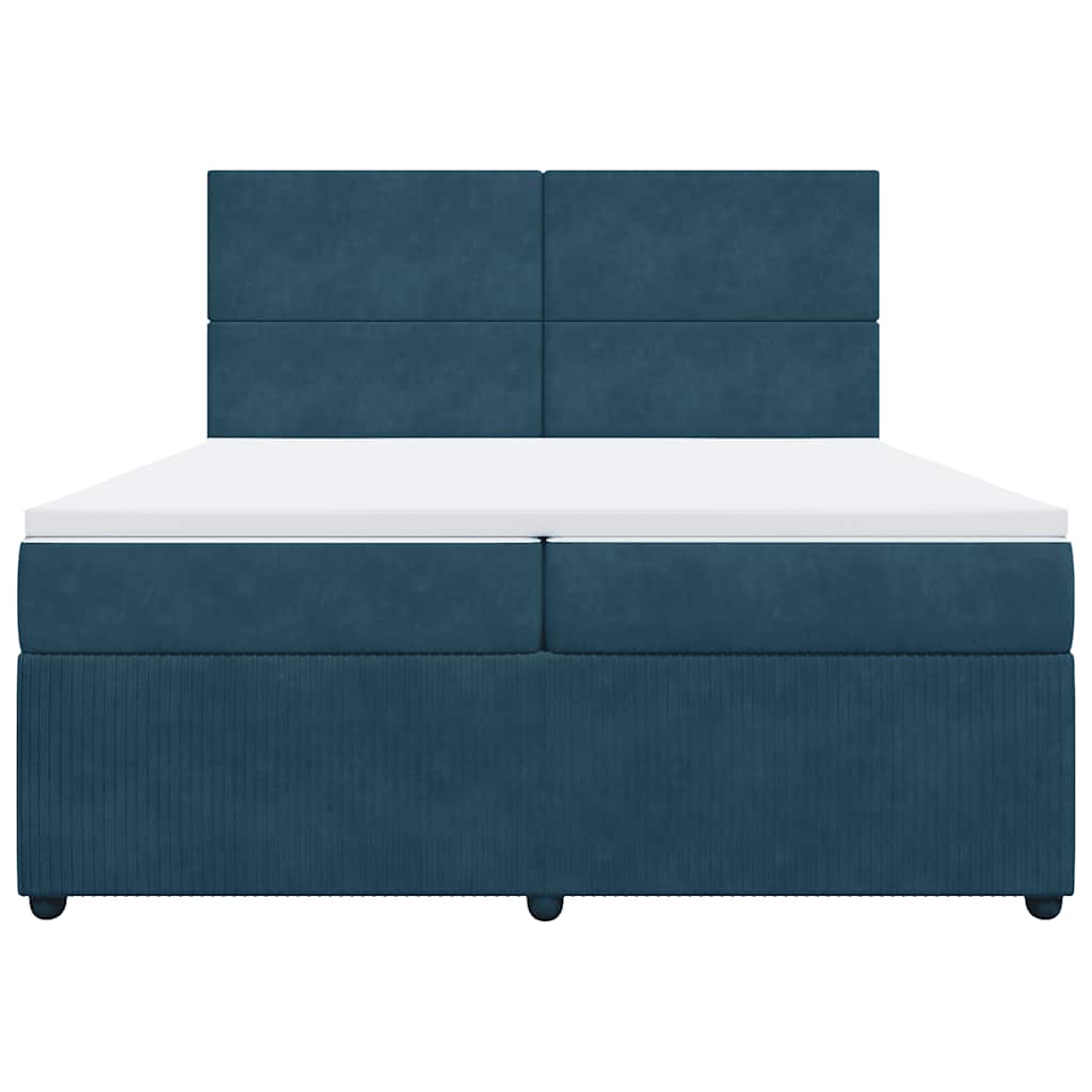 Giroletto a Molle con Materasso Blu 200x200 cm in Velluto