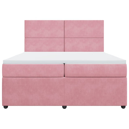 Giroletto a Molle con Materasso Rosa 200x200 cm in Velluto