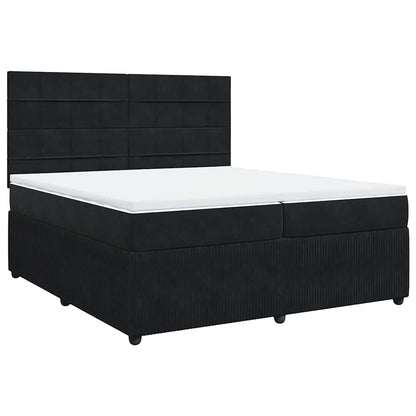 Giroletto a Molle con Materasso Nero 200x200 cm in Velluto
