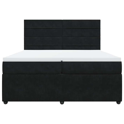 Giroletto a Molle con Materasso Nero 200x200 cm in Velluto