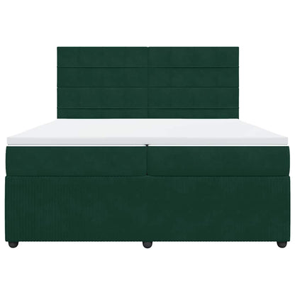 Giroletto a Molle con Materasso Verde Scuro 200x200 cm Velluto