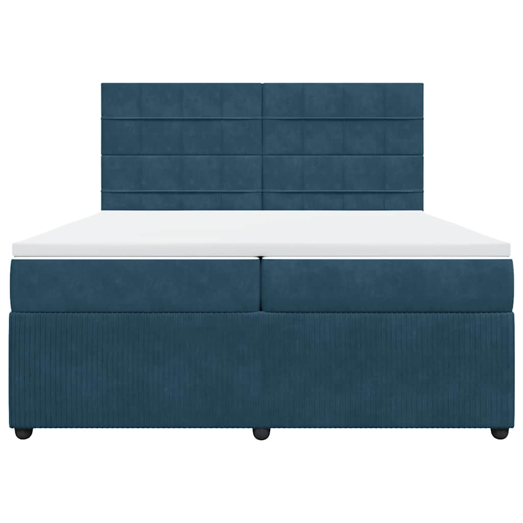 Giroletto a Molle con Materasso Blu 200x200 cm in Velluto