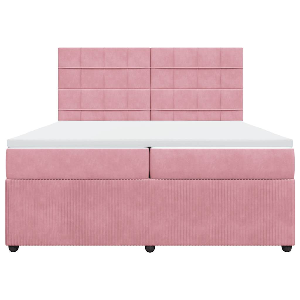 Giroletto a Molle con Materasso Rosa 200x200 cm in Velluto