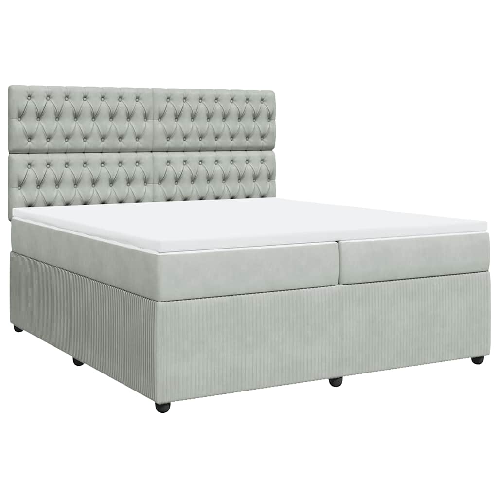 Giroletto a Molle con Materasso Grigio Chiaro 200x200cm Velluto