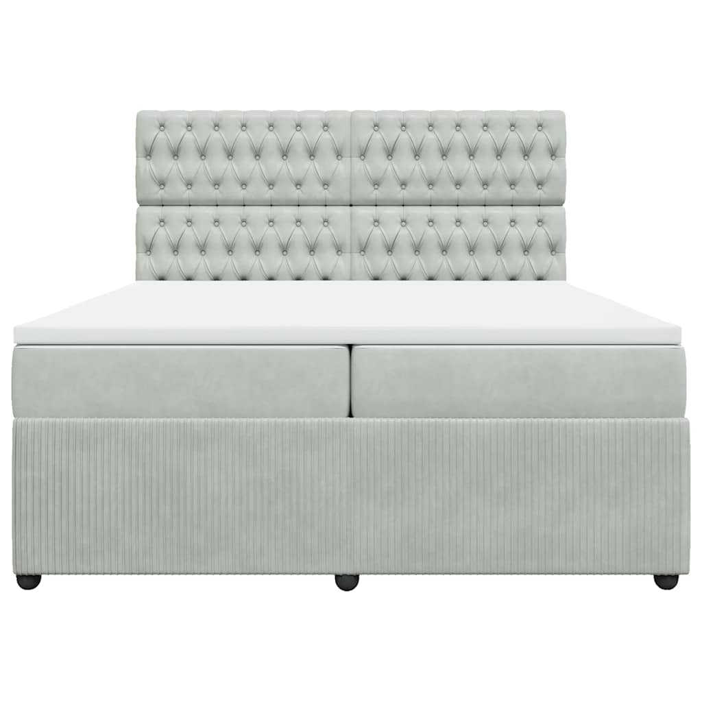 Giroletto a Molle con Materasso Grigio Chiaro 200x200cm Velluto