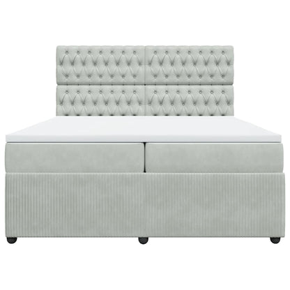 Giroletto a Molle con Materasso Grigio Chiaro 200x200cm Velluto