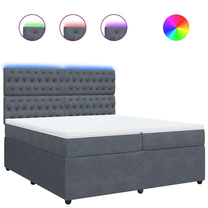 Giroletto a Molle con Materasso Grigio Scuro 200x200 cm Velluto
