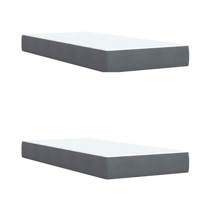 Giroletto a Molle con Materasso Grigio Scuro 200x200 cm Velluto