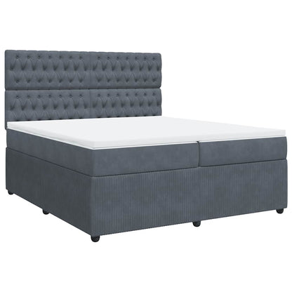 Giroletto a Molle con Materasso Grigio Scuro 200x200 cm Velluto